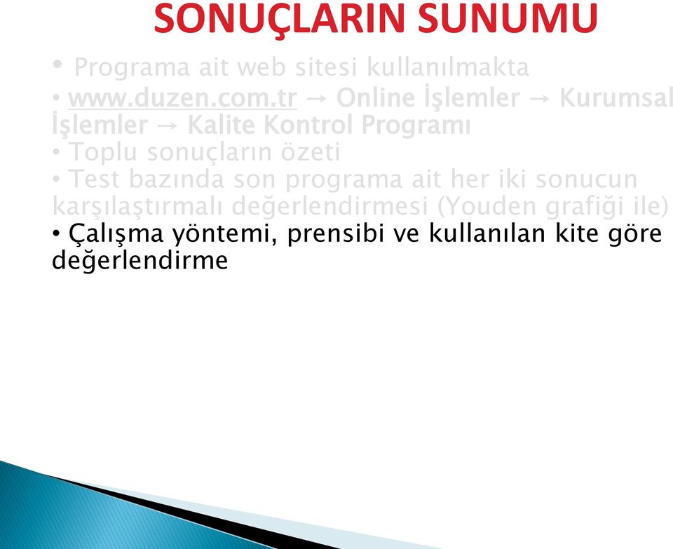 özeti Test bazında son programa ait her iki sonucun karşılaştırmalı