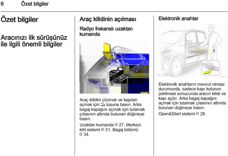 Arka bagaj kapağını açmak için tutamak çıtasının altında bulunan düğmeye basın.