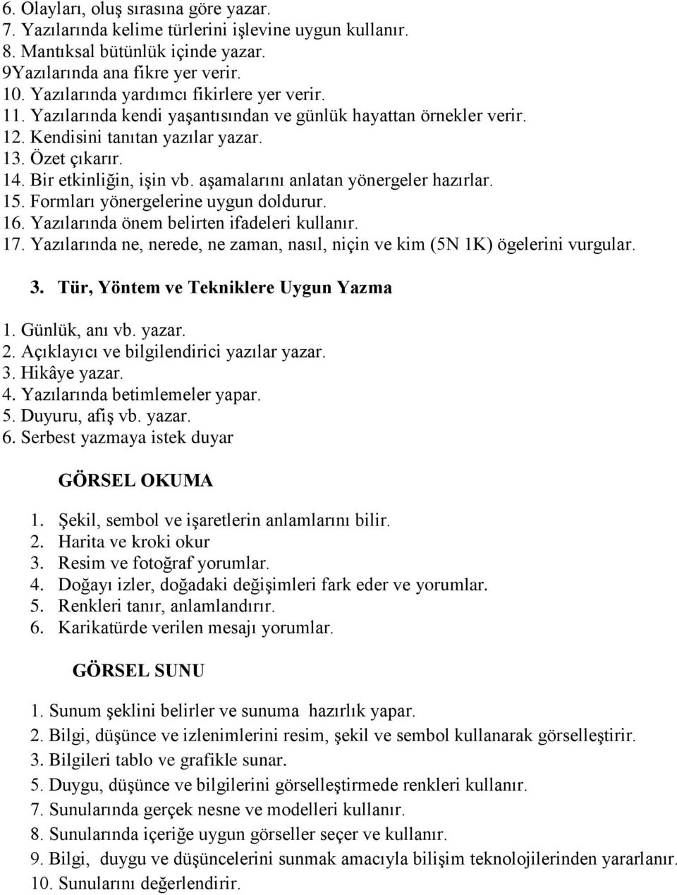 aşamalarını anlatan yönergeler hazırlar. 15. Formları yönergelerine uygun doldurur. 16. Yazılarında önem belirten ifadeleri kullanır. 17.