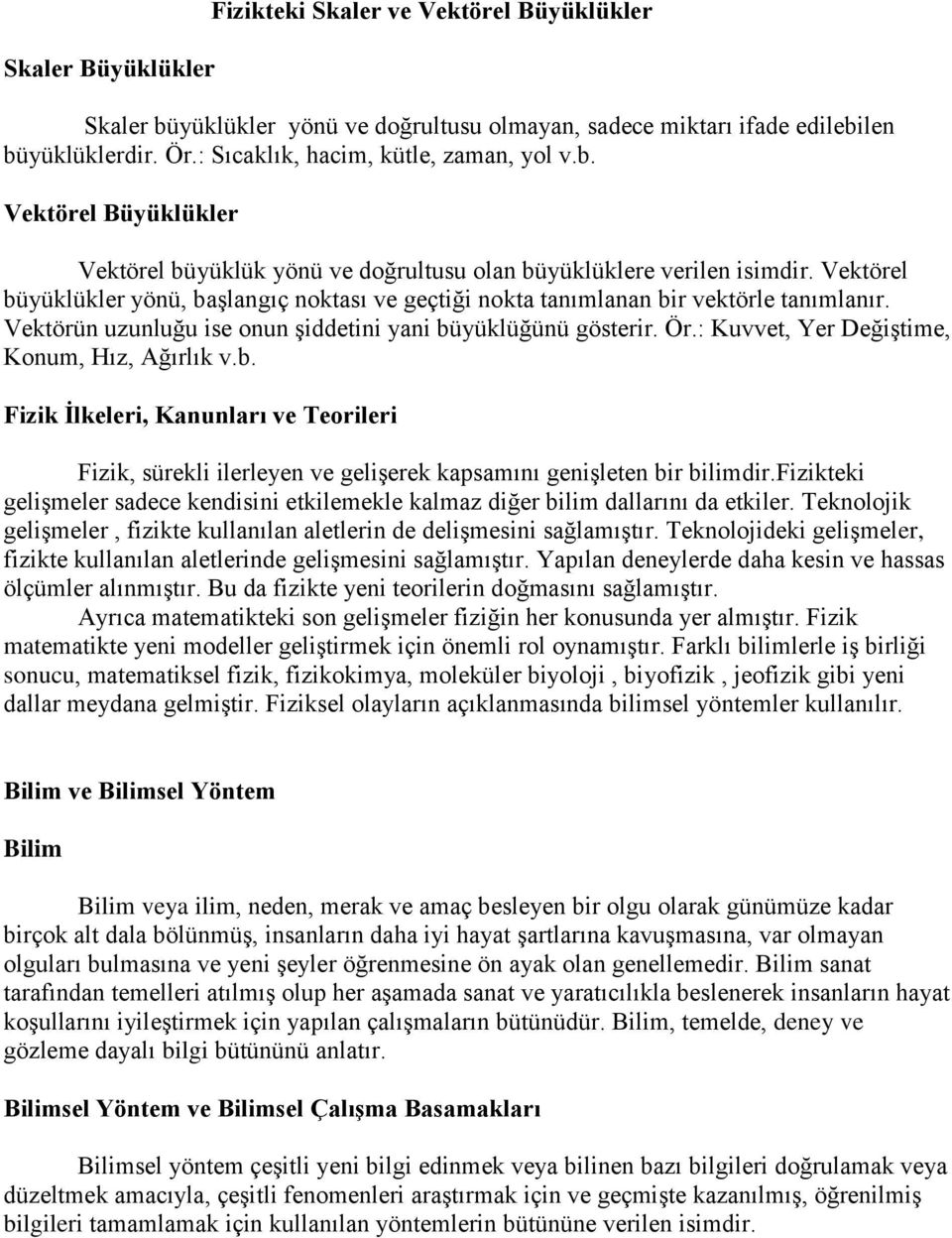 : Kuvvet, Yer Değiştime, Konum, Hız, Ağırlık v.b. Fizik İlkeleri, Kanunları ve Teorileri Fizik, sürekli ilerleyen ve gelişerek kapsamını genişleten bir bilimdir.