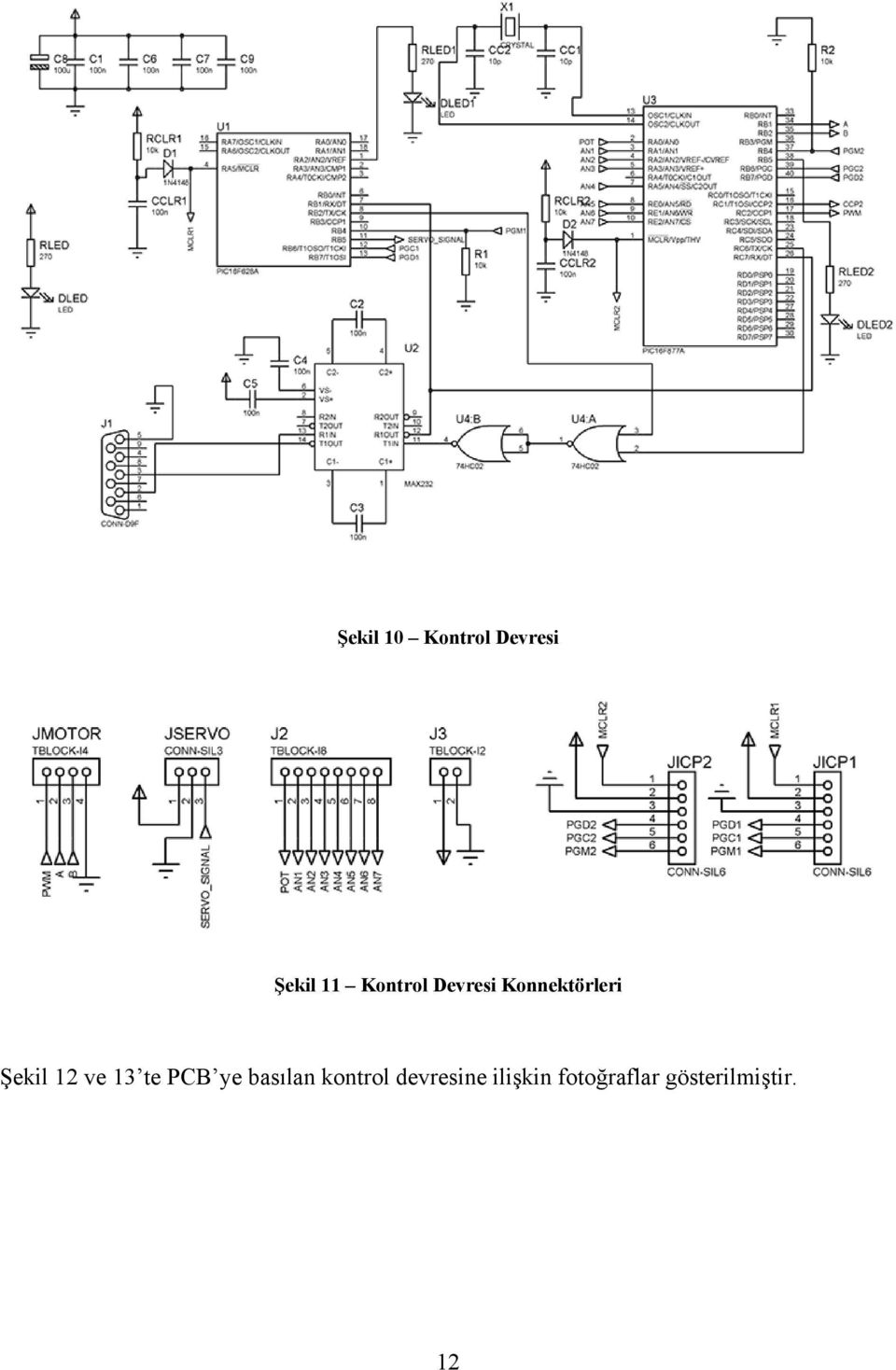 ve 13 te PCB ye basılan kontrol