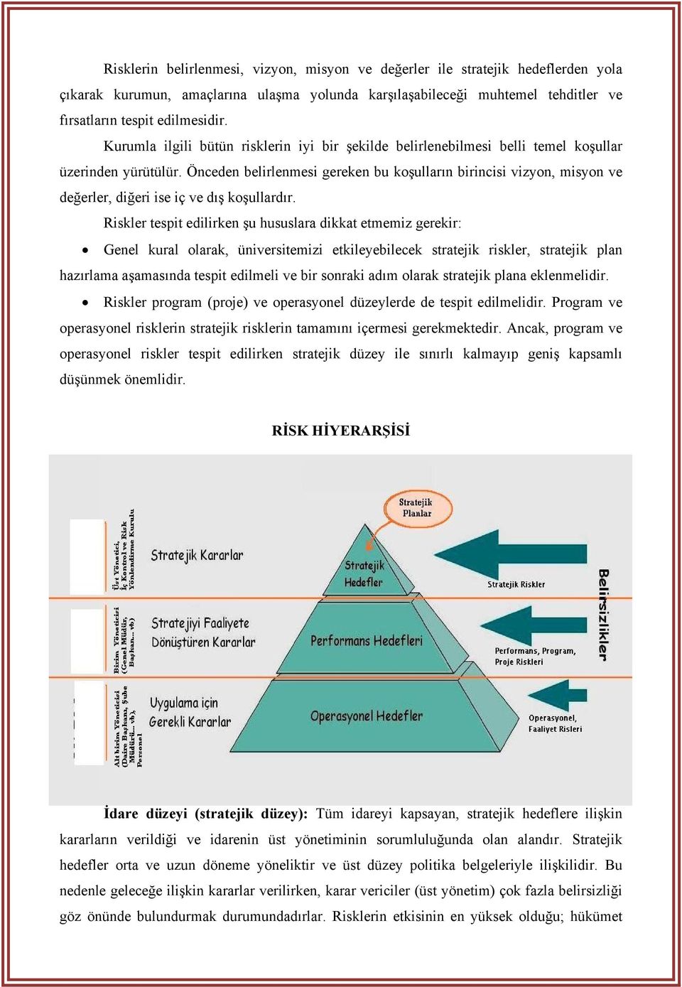 Önceden belirlenmesi gereken bu koşulların birincisi vizyon, misyon ve değerler, diğeri ise iç ve dış koşullardır.