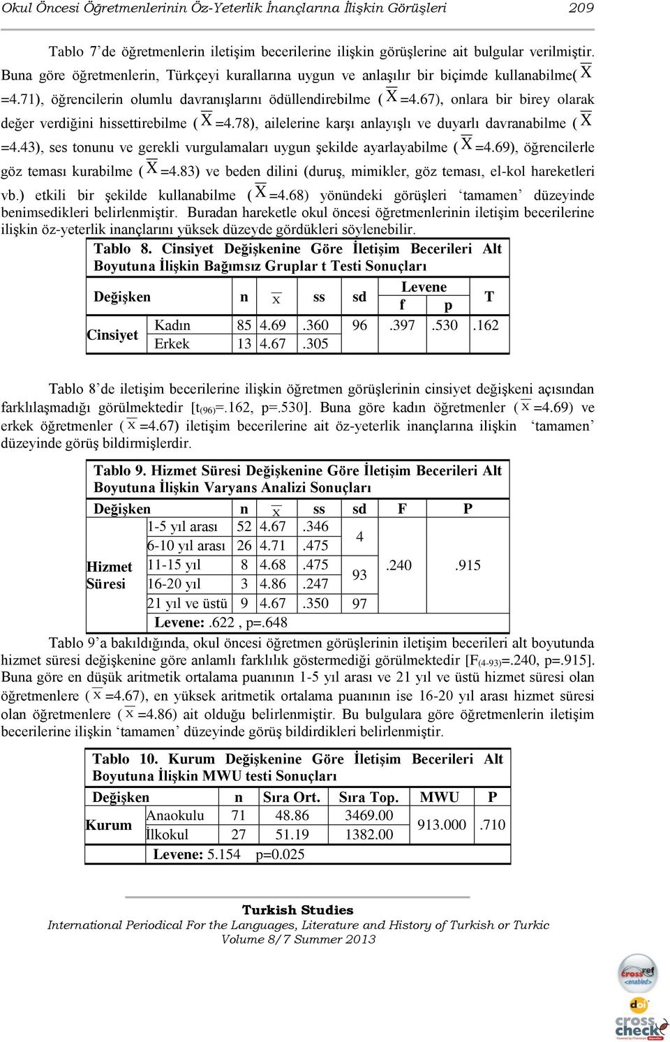 67), onlara bir birey olarak değer verdiğini hissettirebilme ( X =4.78), ailelerine karşı anlayışlı ve duyarlı davranabilme ( X =4.