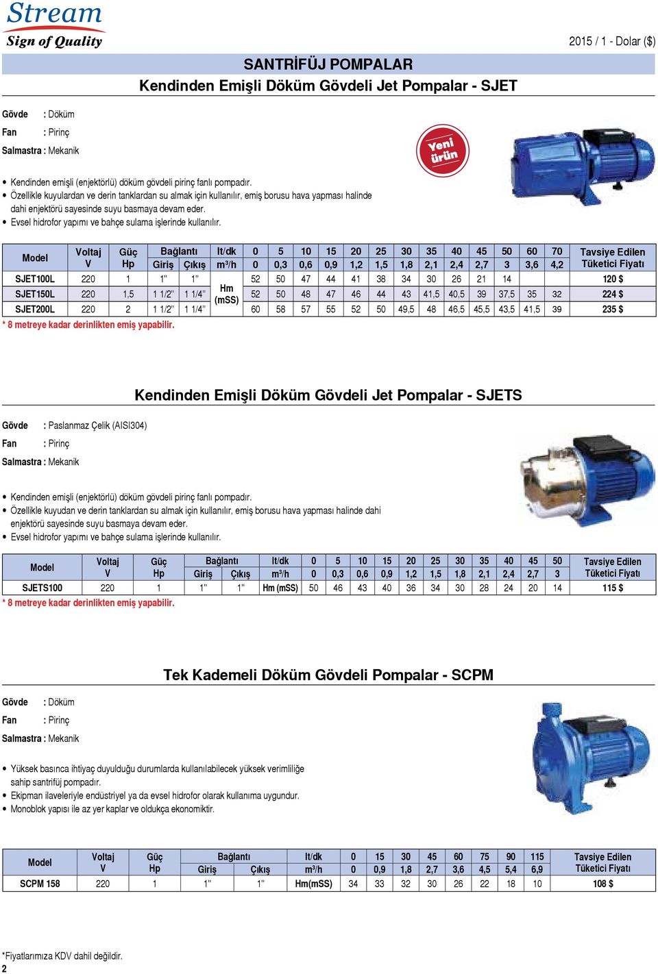 Evsel hidrofor yapımı ve bahçe sulama işlerinde kullanılır.