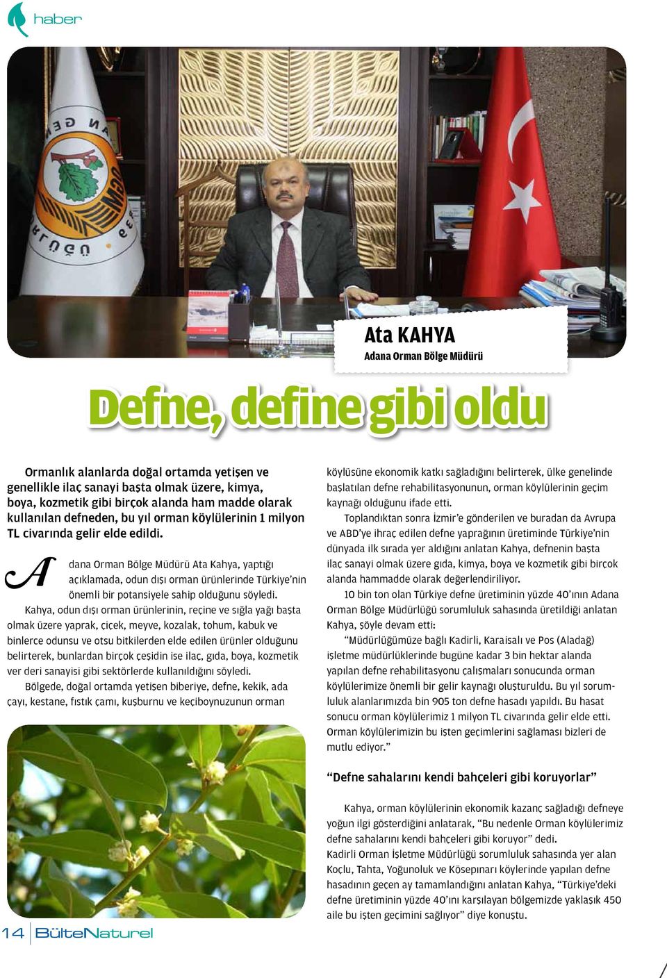A dana Orman Bölge Müdürü Ata Kahya, yaptığı açıklamada, odun dışı orman ürünlerinde Türkiye nin önemli bir potansiyele sahip olduğunu söyledi.