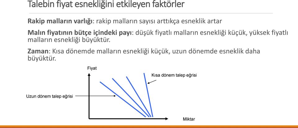 esnekliği küçük, yüksek fiyatlı malların esnekliği büyüktür.