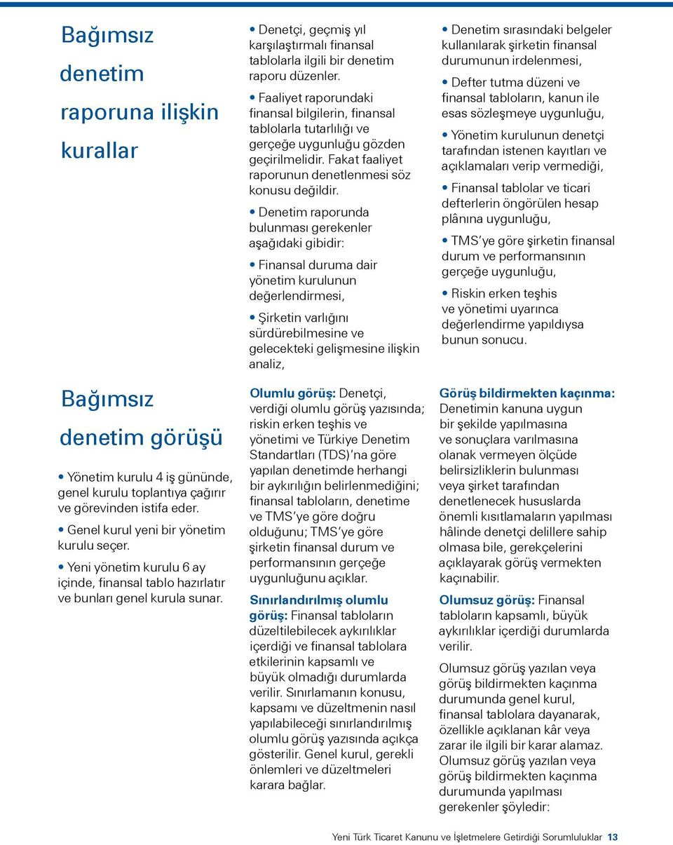 Faaliyet raporundaki finansal bilgilerin, finansal tablolarla tutarlılığı ve gerçeğe uygunluğu gözden geçirilmelidir. Fakat faaliyet raporunun denetlenmesi söz konusu değildir.