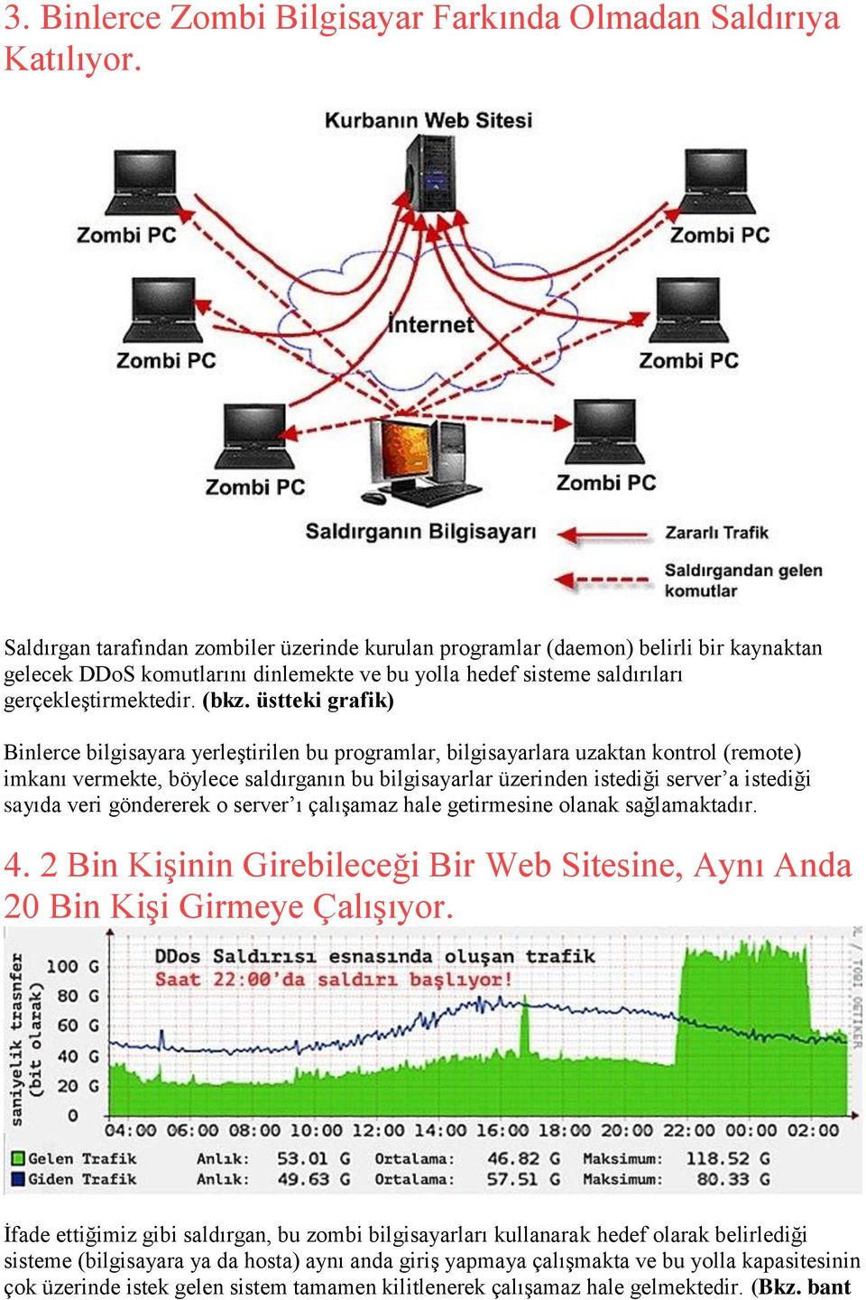 üstteki grafik) Binlerce bilgisayara yerleştirilen bu programlar, bilgisayarlara uzaktan kontrol (remote) imkanı vermekte, böylece saldırganın bu bilgisayarlar üzerinden istediği server a istediği