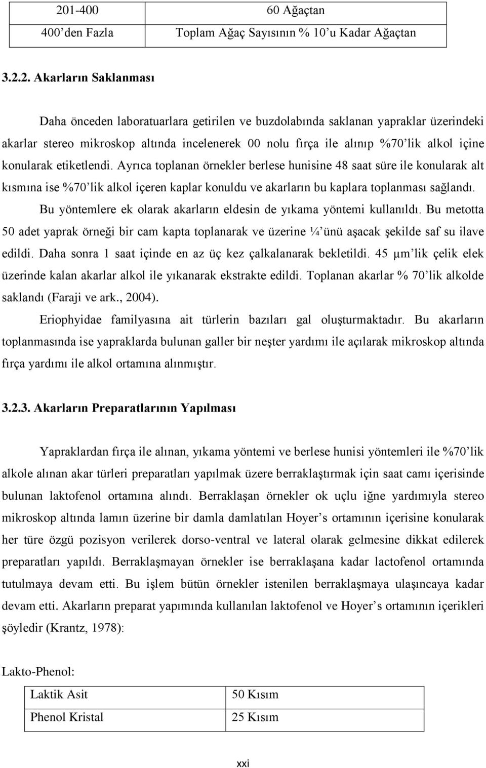 Ayrıca toplanan örnekler berlese hunisine 48 saat süre ile konularak alt kısmına ise %70 lik alkol içeren kaplar konuldu ve akarların bu kaplara toplanması sağlandı.