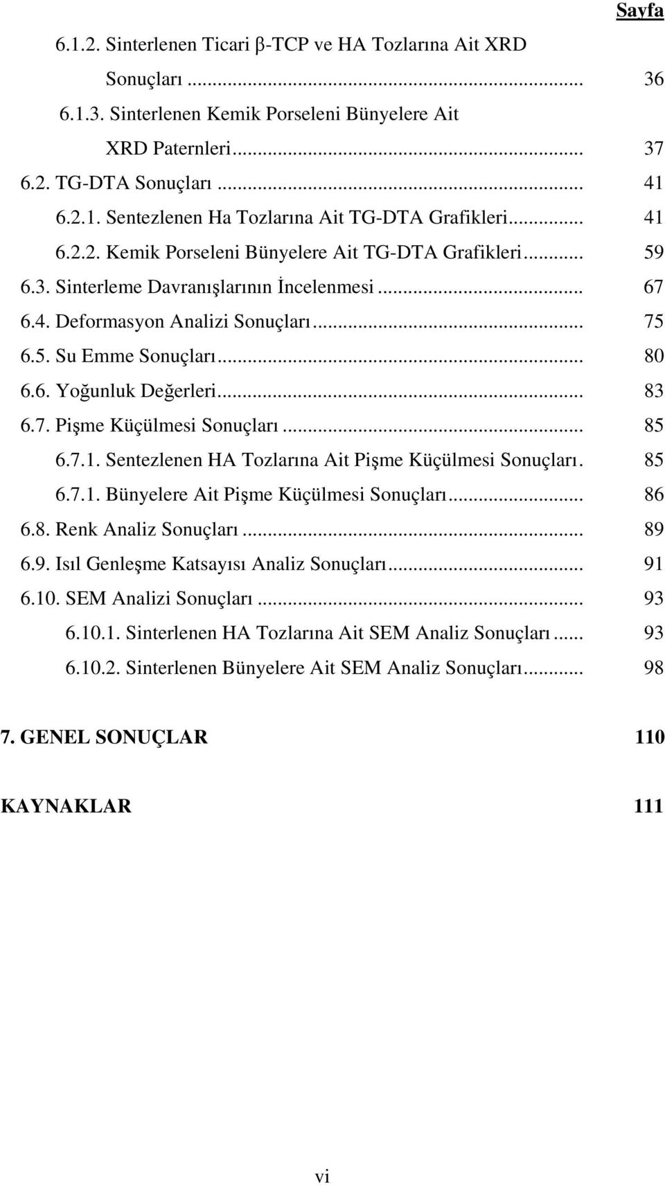 .. 83 6.7. Pişme Küçülmesi Sonuçları... 85 6.7.1. Sentezlenen HA Tozlarına Ait Pişme Küçülmesi Sonuçları. 85 6.7.1. Bünyelere Ait Pişme Küçülmesi Sonuçları... 86 6.8. Renk Analiz Sonuçları... 89 