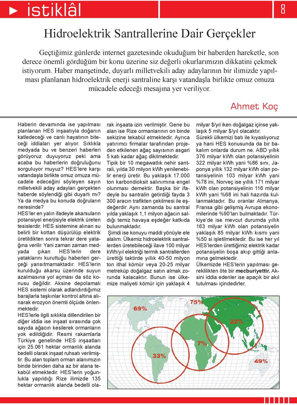 Haber manşetinde, duyarlı milletvekili aday adaylarının bir ilimizde yapılması planlanan hidroelektrik enerji santraline karşı vatandaşla birlikte omuz omuza mücadele edeceği mesajına yer veriliyor.