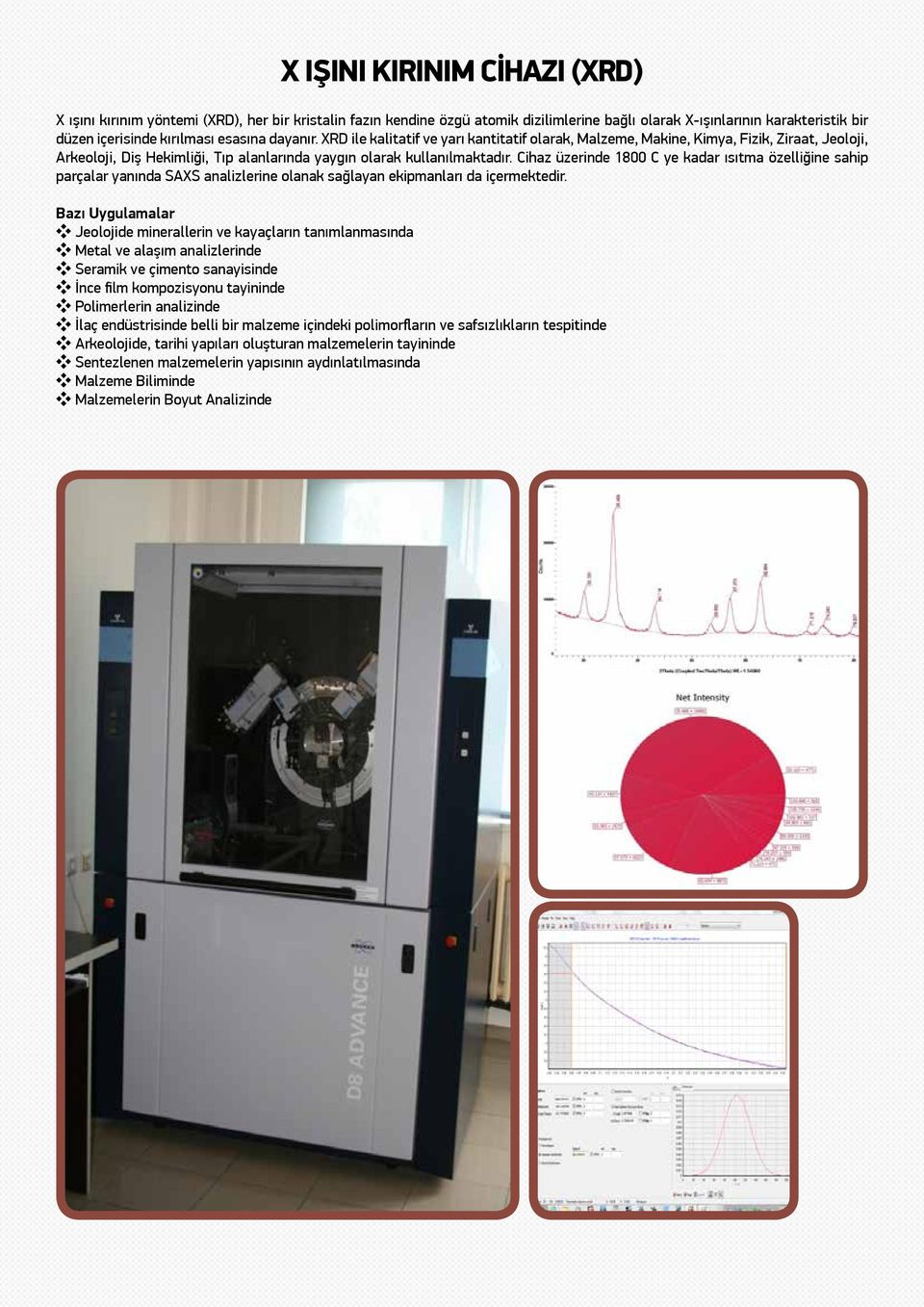 Cihaz üzerinde 1800 C ye kadar ısıtma özelliğine sahip parçalar yanında SAXS analizlerine olanak sağlayan ekipmanları da içermektedir.