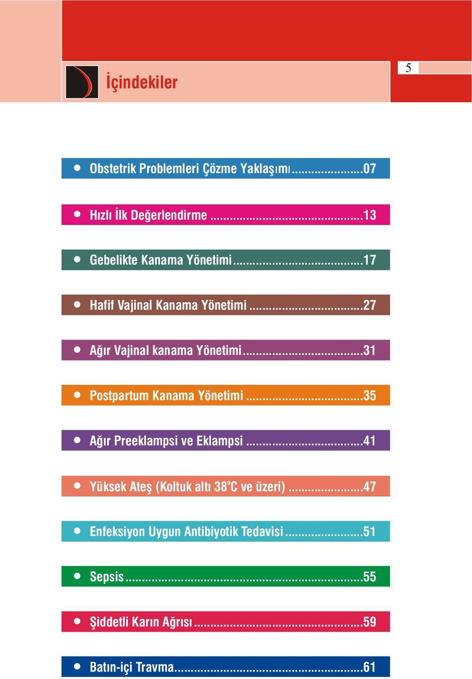 ..31 lpostpartum Kanama Yönetimi...35 lağır Preeklampsi ve Eklampsi.