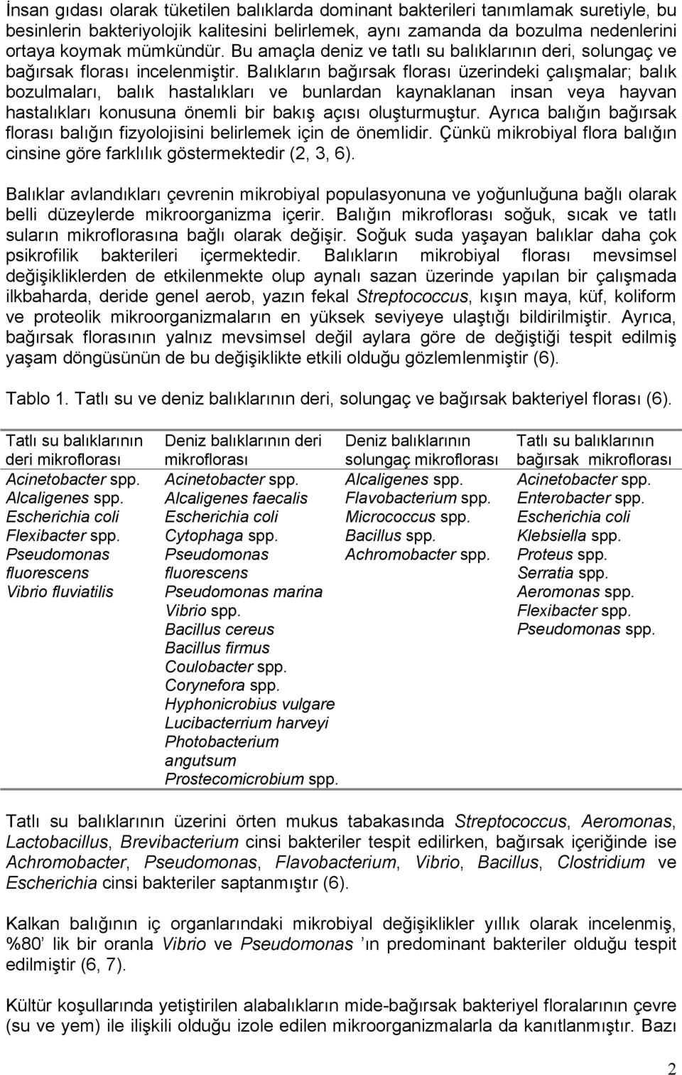 Balıkların bağırsak florası üzerindeki çalışmalar; balık bozulmaları, balık hastalıkları ve bunlardan kaynaklanan insan veya hayvan hastalıkları konusuna önemli bir bakış açısı oluşturmuştur.