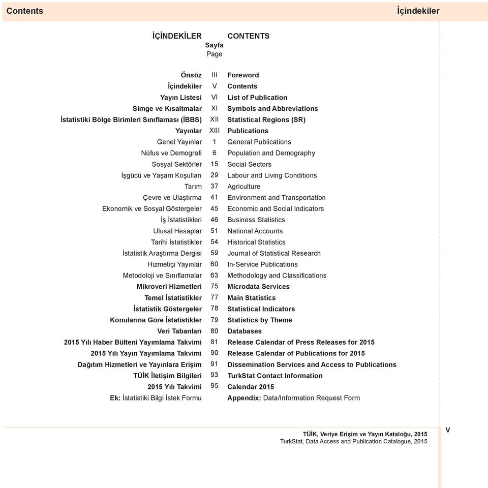 Yayınlar Metodoloji ve Sınıfl amalar Mikroveri Hizmetleri Temel İstatistikler İstatistik Göstergeler Konularına Göre İstatistikler Veri Tabanları 2015 Yılı Haber Bülteni Yayımlama Takvimi 2015 Yılı