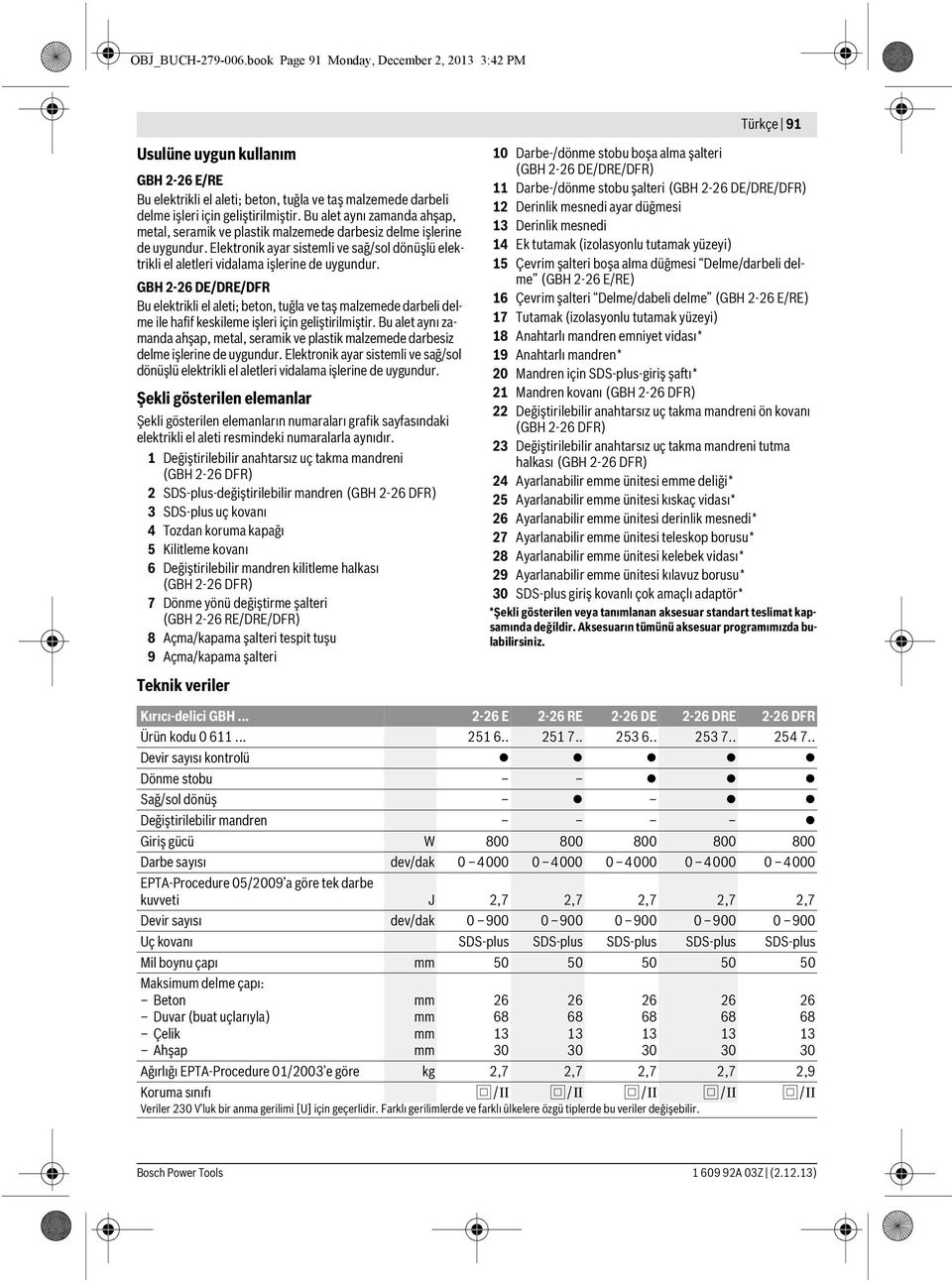 GBH 2- DE/DRE/DFR Bu elektrikli el aleti; beton, tuğla ve taş malzemede darbeli delme ile hafif keskileme işleri için geliştirilmiştir.