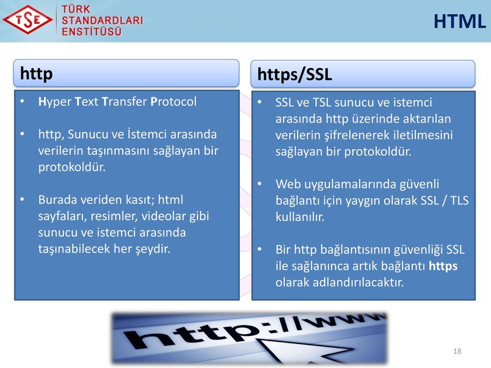 https/ssl SSL ve TSL sunucu ve istemci arasında http üzerinde aktarılan verilerin şifrelenerek iletilmesini sağlayan bir protokoldür.