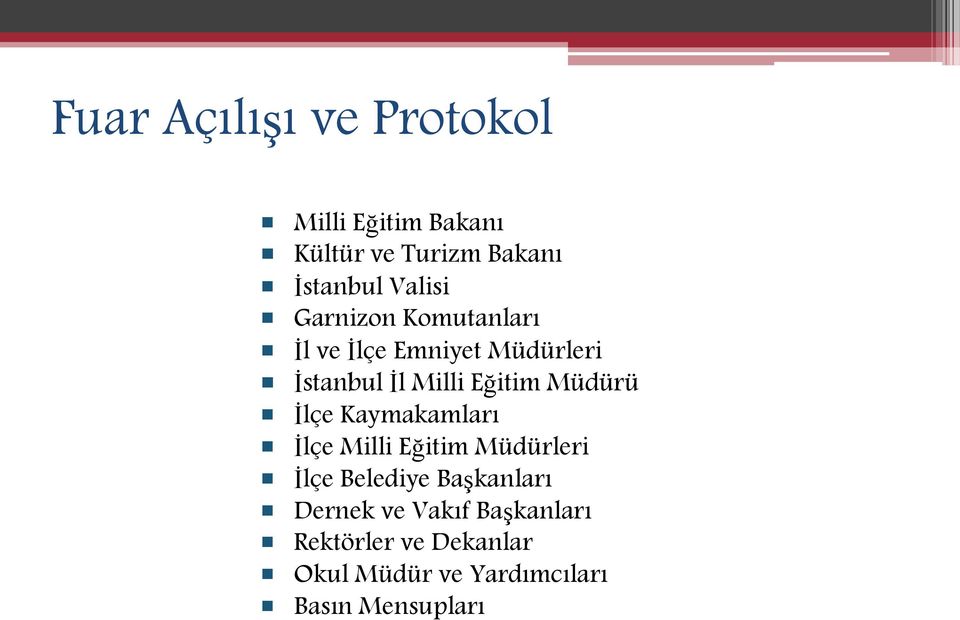 Müdürü İlçe Kaymakamları İlçe Milli Eğitim Müdürleri İlçe Belediye Başkanları