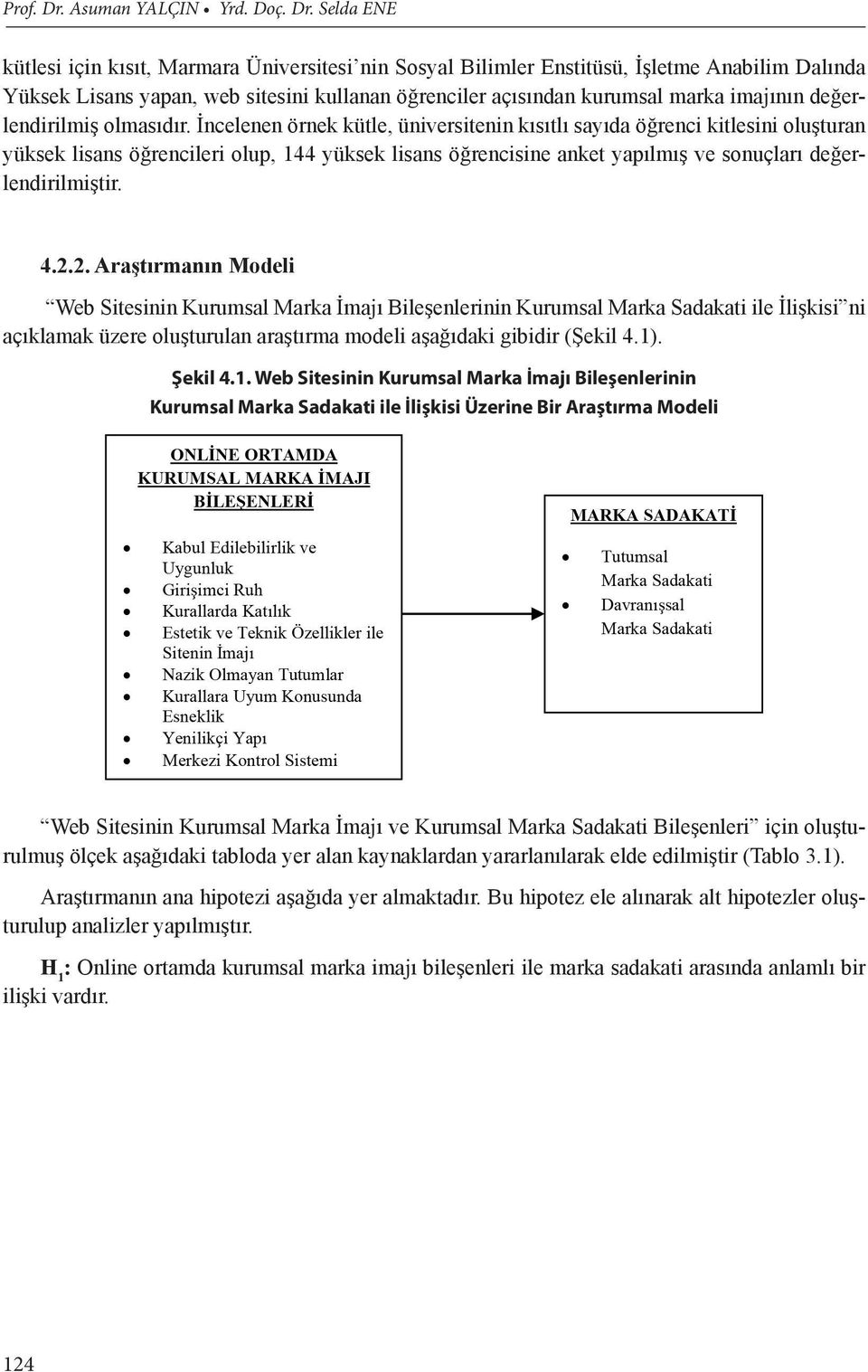 Selda ENE kütlesi için kısıt, Marmara Üniversitesi nin Sosyal Bilimler Enstitüsü, İşletme Anabilim Dalında Yüksek Lisans yapan, web sitesini kullanan öğrenciler açısından kurumsal marka imajının