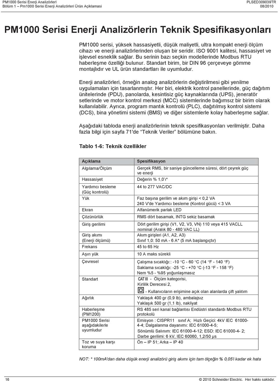 Bu serinin bazı seçkin modellerinde Modbus RTU haberleşme özelliği bulunur. Standart birim, bir DIN 96 çerçeveye gömme montajlıdır ve UL ürün standartları ile uyumludur.