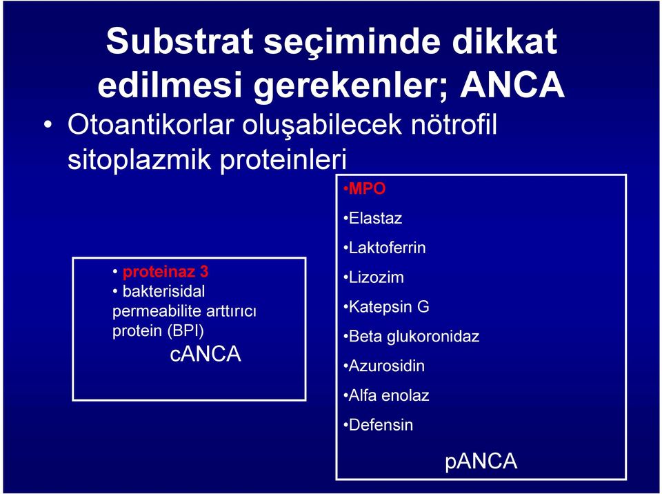 bakterisidal permeabilite arttırıcı protein (BPI) canca MPO Elastaz