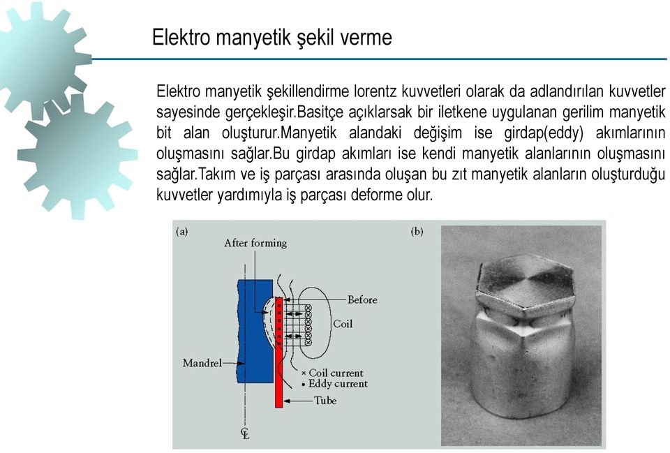 manyetik alandaki değişim ise girdap(eddy) akımlarının oluşmasını sağlar.