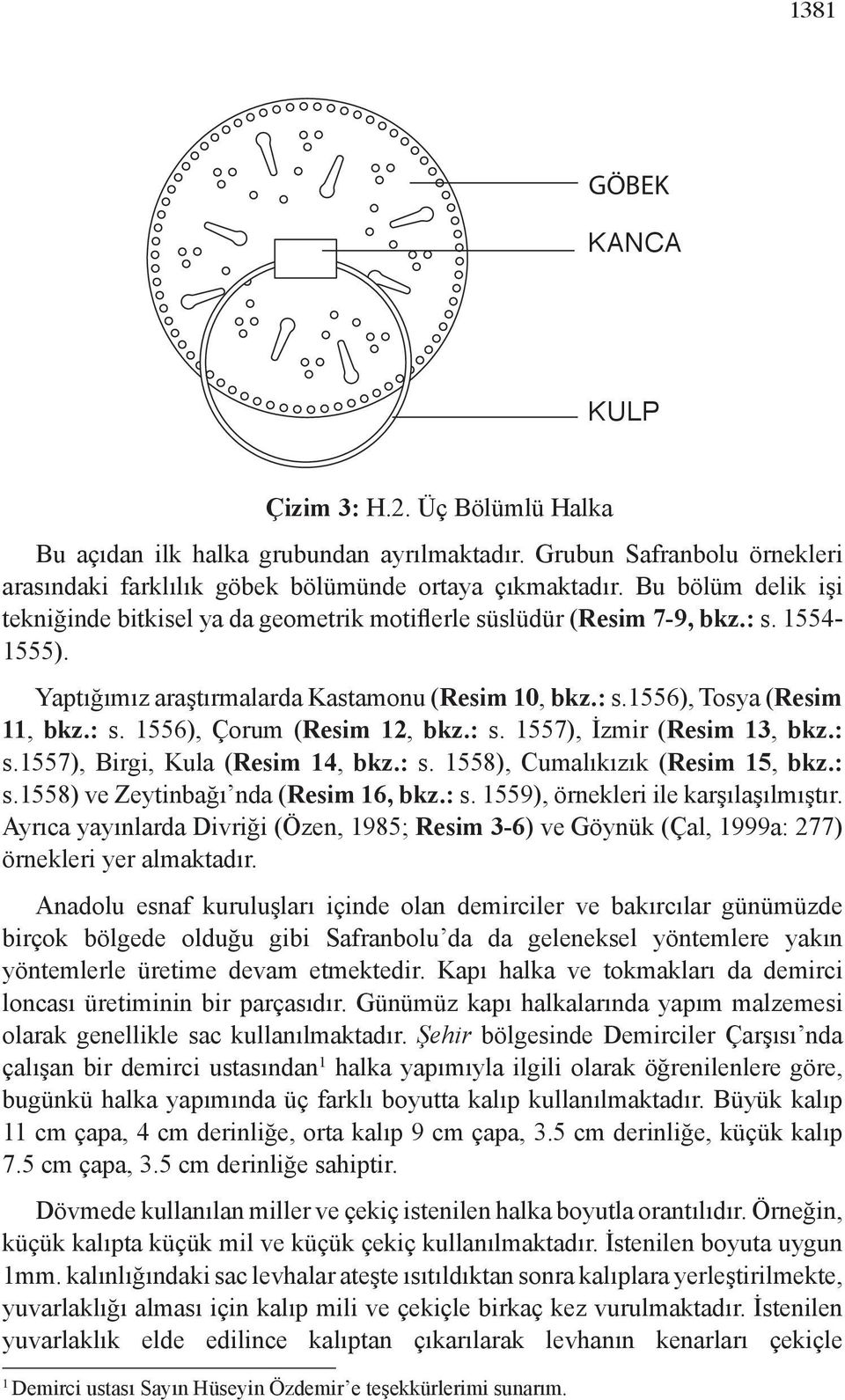 : s. 1557), İzmir (Resim 13, bkz.: s.1557), Birgi, Kula (Resim 14, bkz.: s. 1558), Cumalıkızık (Resim 15, bkz.: s.1558) ve Zeytinbağı nda (Resim 16, bkz.: s. 1559), örnekleri ile karşılaşılmıştır.