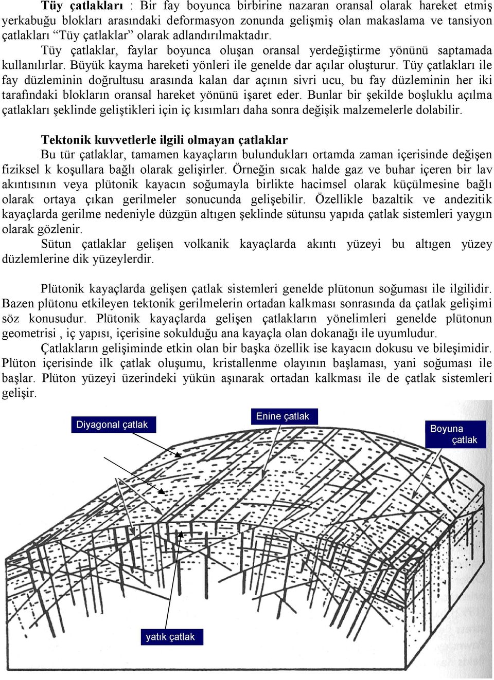 Tüy çatlakları ile fay düzleminin doğrultusu arasında kalan dar açının sivri ucu, bu fay düzleminin her iki tarafındaki blokların oransal hareket yönünü işaret eder.