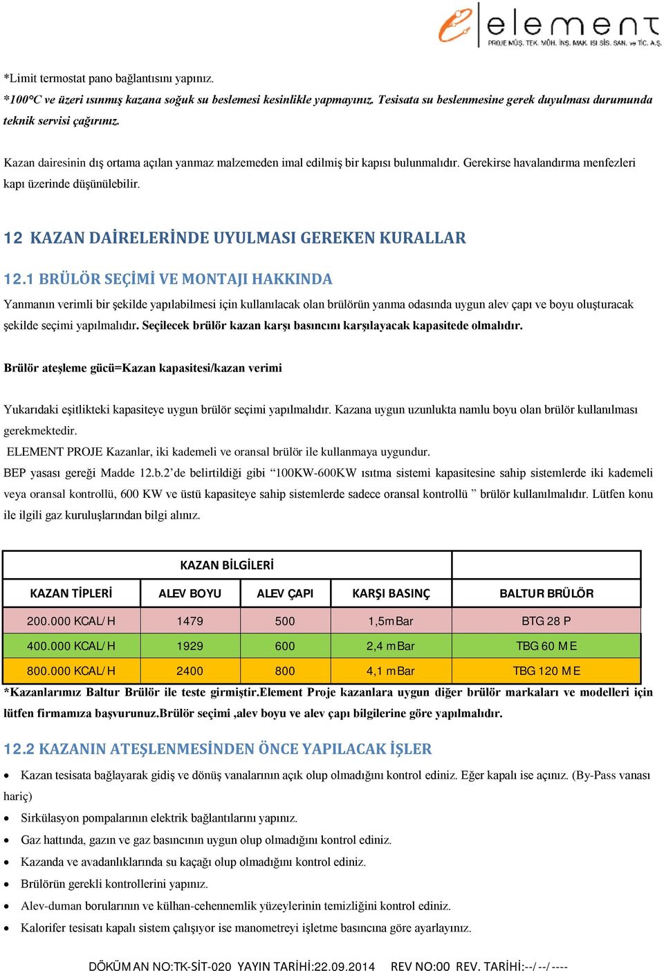 12 KAZAN DAİRELERİNDE UYULMASI GEREKEN KURALLAR 12.