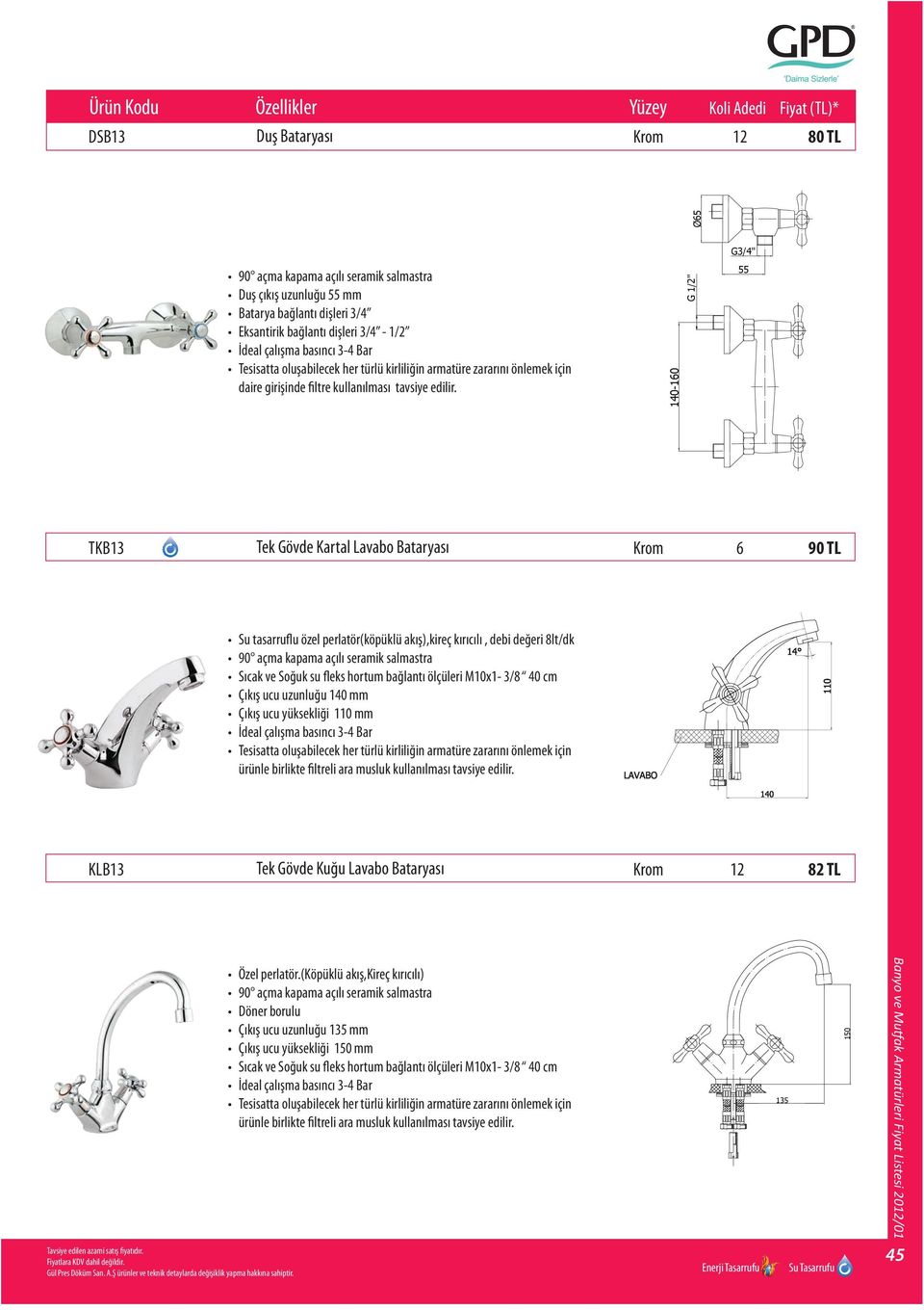 yüksekliği 110 mm KLB13 Tek Gövde Kuğu Lavabo Bataryası Krom 12 82 TL Çıkış ucu