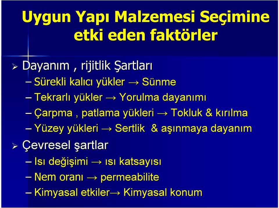 yükleri y Tokluk & kırılma k Yüzey yükleri y Sertlik & aşıa şınmaya dayanım