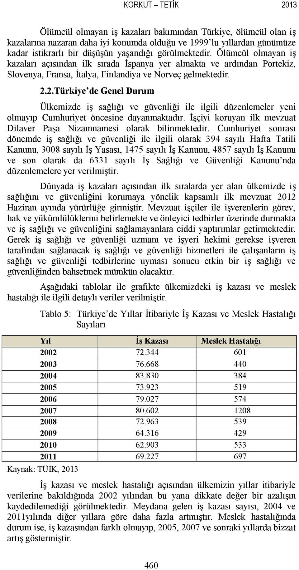 2.Türkiye de Genel Durum Ülkemizde iş sağlığı ve güvenliği ile ilgili düzenlemeler yeni olmayıp Cumhuriyet öncesine dayanmaktadır.