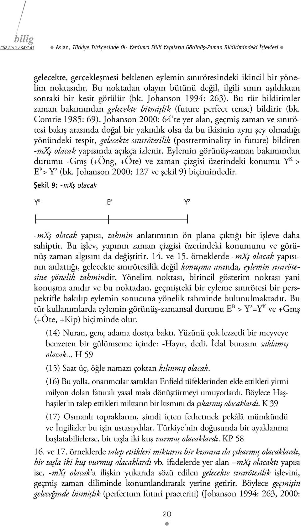 Bu tür bildirimler zaman bakımından gelecekte bitmişlik (future perfect tense) bildirir (bk. Comrie 1985: 69).