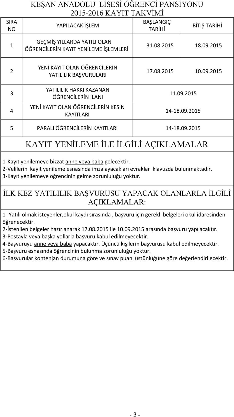 09.2015 KAYIT YENİLEME İLE İLGİLİ AÇIKLAMALAR 1-Kayıt yenilemeye bizzat anne veya baba gelecektir. 2-Velilerin kayıt yenileme esnasında imzalayacakları evraklar klavuzda bulunmaktadır.