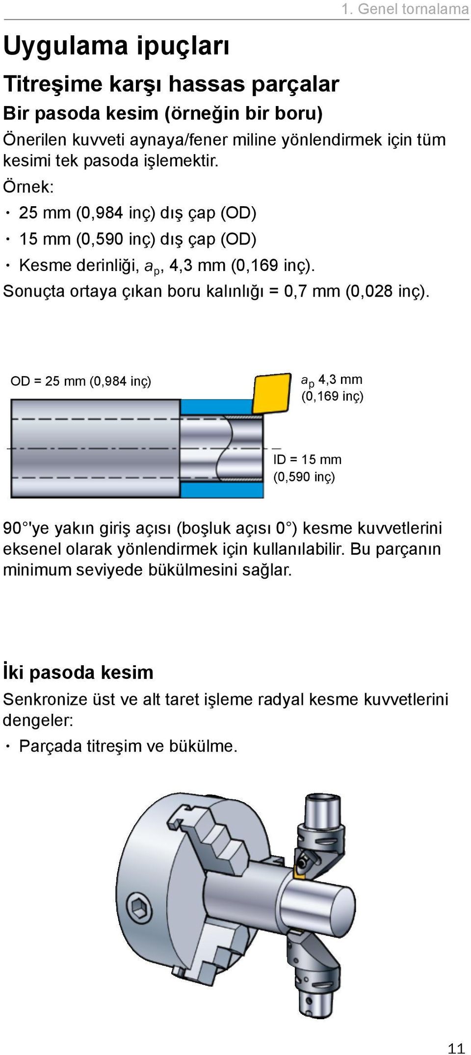 Sonuçta ortaya çıkan boru kalınlığı = 0,7 mm (0,028 inç).