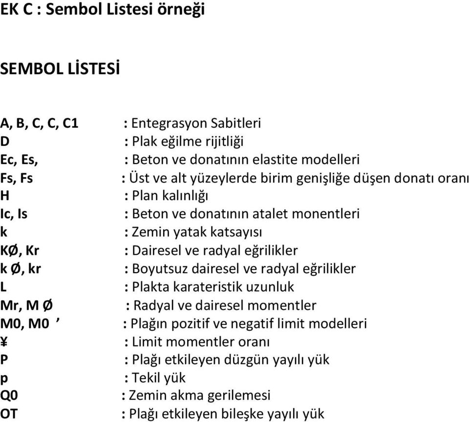 ve radyal eğrilikler k Ø, kr : Boyutsuz dairesel ve radyal eğrilikler L : Plakta karateristik uzunluk Mr, M Ø : Radyal ve dairesel momentler M0, M0 : Plağın pozitif