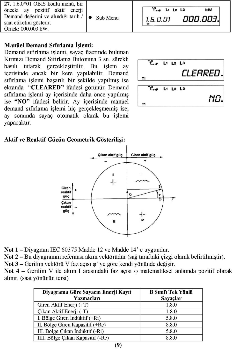 Bu işlem ay içerisinde ancak bir kere yapılabilir. Demand sıfırlama işlemi başarılı bir şekilde yapılmış ise ekranda CLEARED ifadesi görünür.