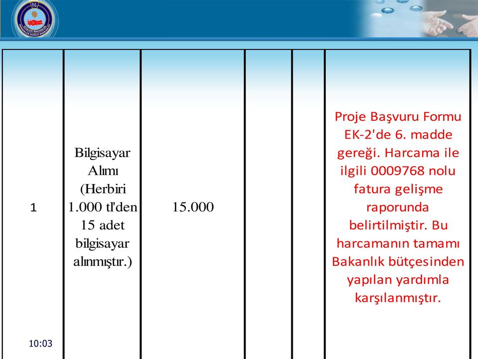 000 Proje Başvuru Formu EK-2'de 6. madde gereği.