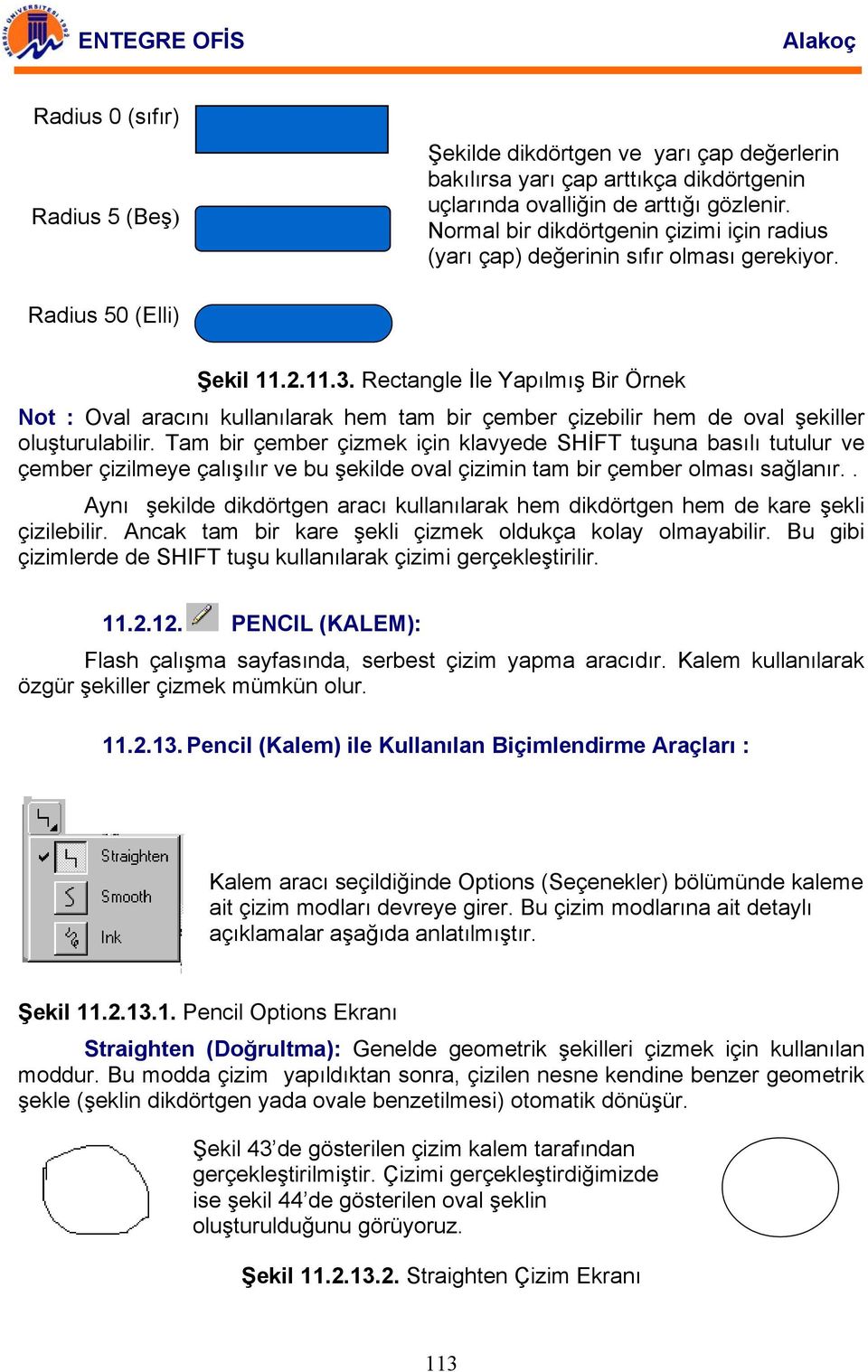 Rectangle İle Yapılmış Bir Örnek Not : Oval aracını kullanılarak hem tam bir çember çizebilir hem de oval şekiller oluşturulabilir.