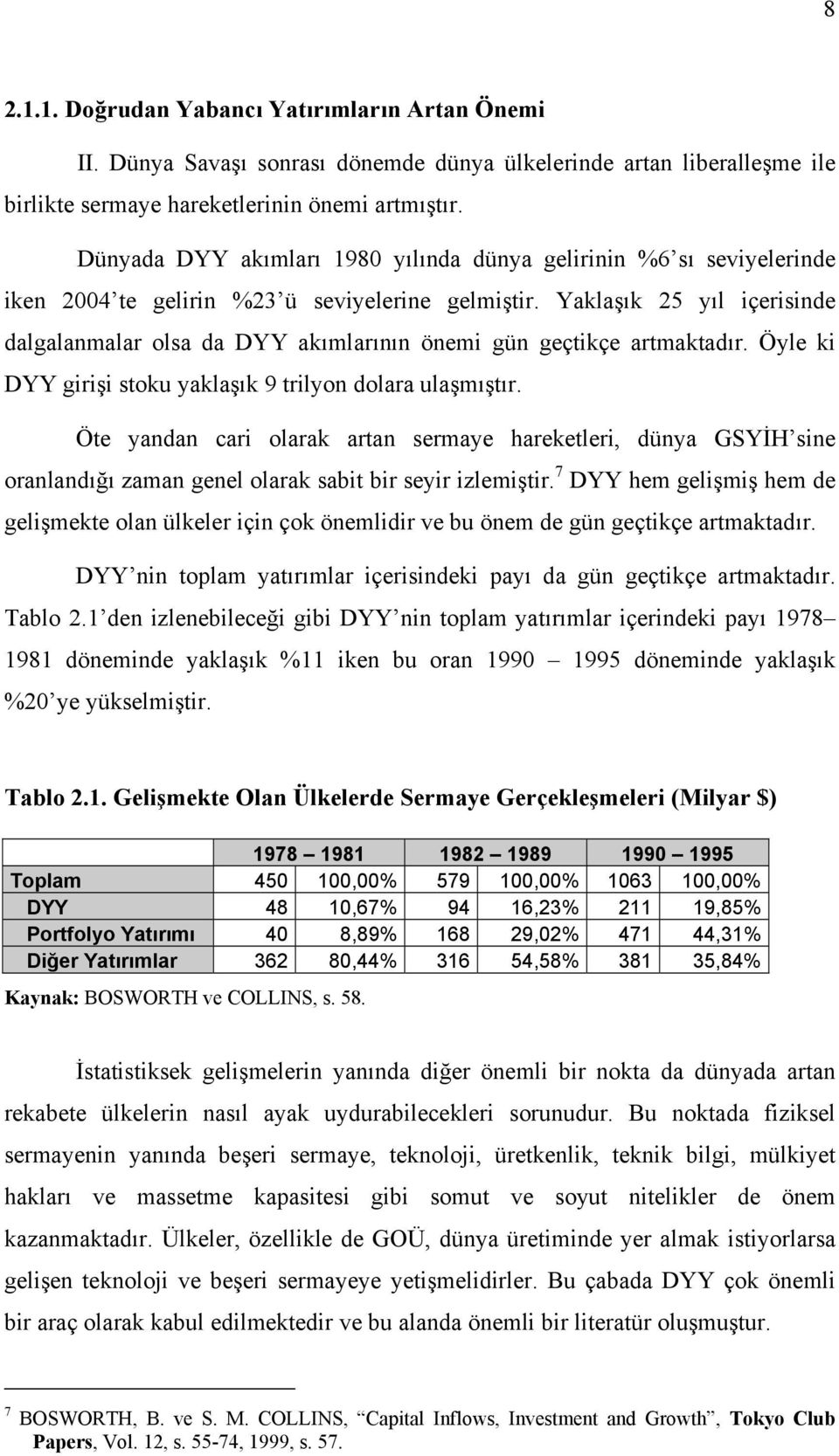 Yaklaşık 25 yıl içerisinde dalgalanmalar olsa da DYY akımlarının önemi gün geçtikçe artmaktadır. Öyle ki DYY girişi stoku yaklaşık 9 trilyon dolara ulaşmıştır.