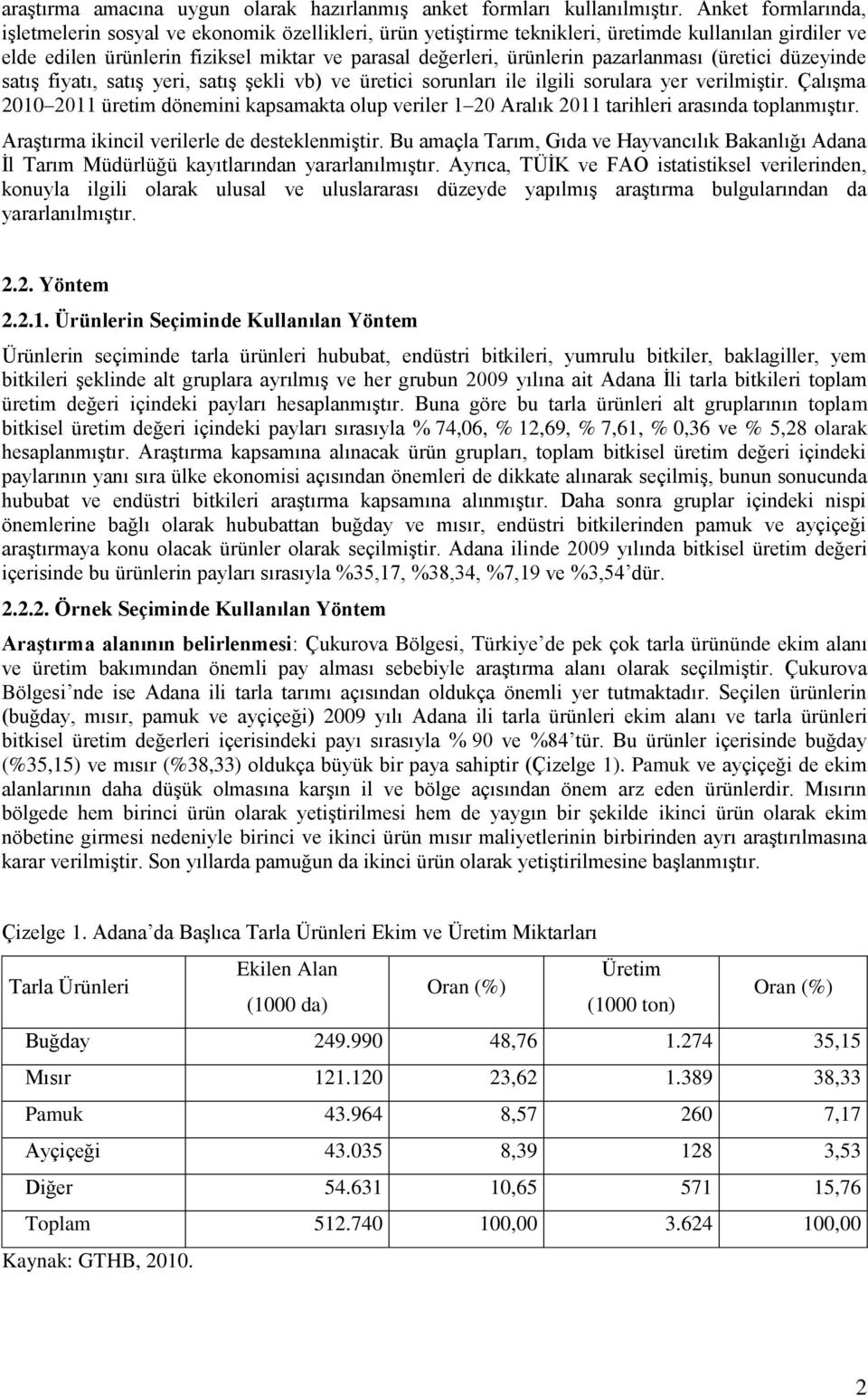 pazarlanması (üretici düzeyinde satış fiyatı, satış yeri, satış şekli vb) ve üretici sorunları ile ilgili sorulara yer verilmiştir.