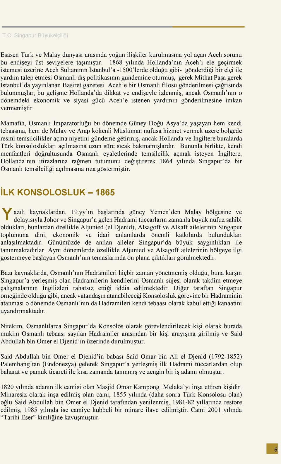 oturmuş, gerek Mithat Paşa gerek İstanbul da yayınlanan Basiret gazetesi Aceh e bir Osmanlı filosu gönderilmesi çağrısında bulunmuşlar, bu gelişme Hollanda da dikkat ve endişeyle izlenmiş, ancak