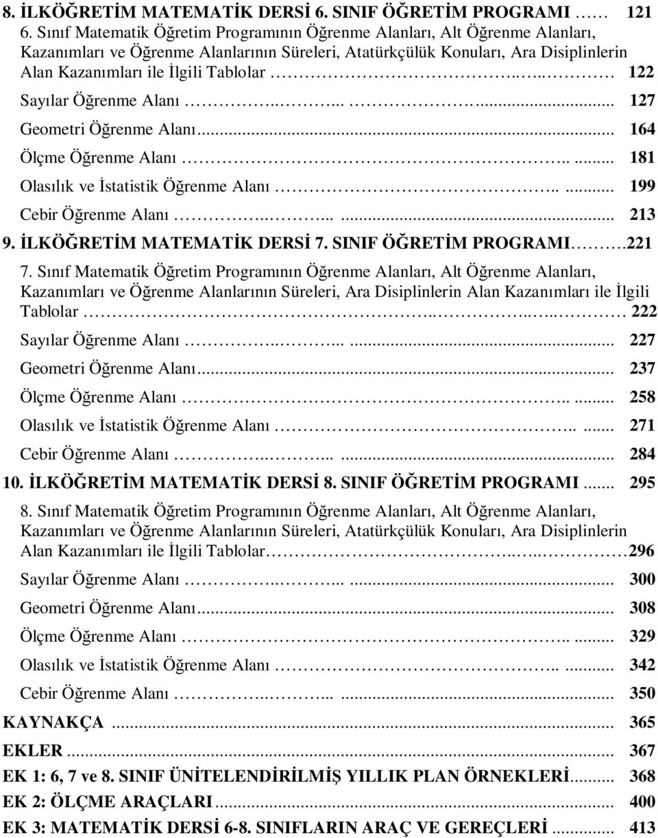 ... 122 Say lar Ö renme Alan......... 127 Geometri Ö renme Alan... 164 Ölçme Ö renme Alan..... 181 Olas k ve statistik Ö renme Alan..... 199 Cebir Ö renme Alan........ 213 9.