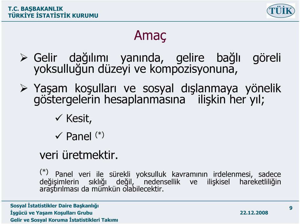 Panel (*) veri üretmektir.