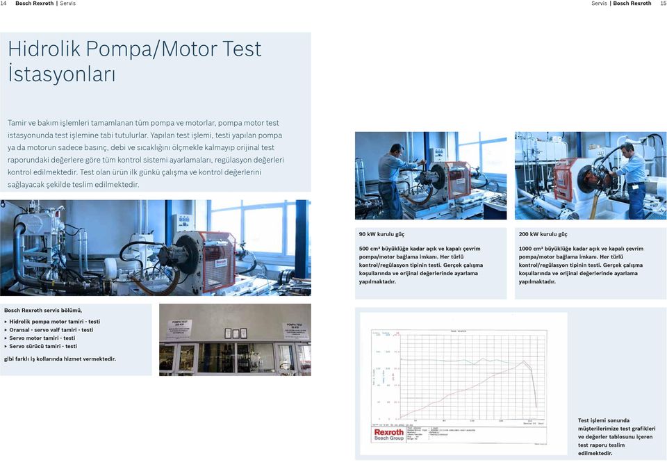 değerleri kontrol edilmektedir. Test olan ürün ilk günkü çalışma ve kontrol değerlerini sağlayacak şekilde teslim edilmektedir.