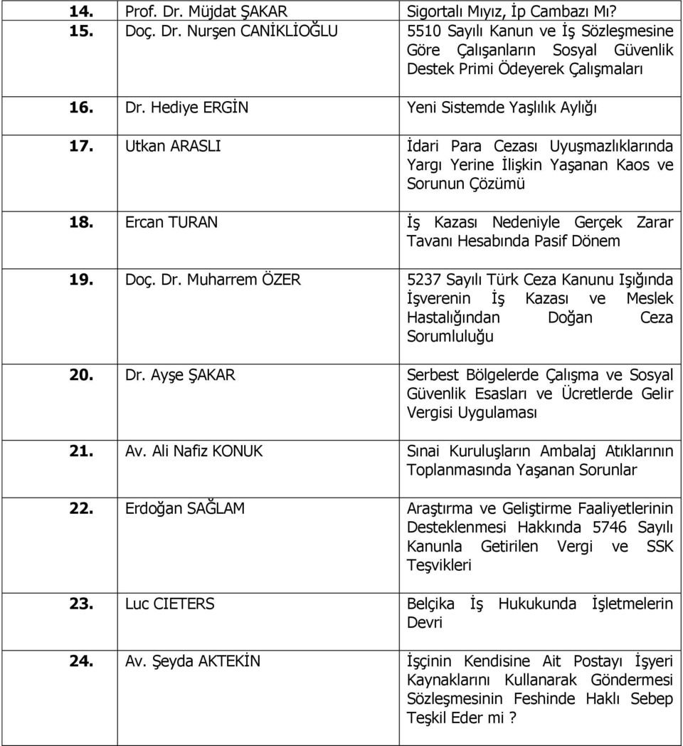 Ercan TURAN İş Kazası Nedeniyle Gerçek Zarar Tavanı Hesabında Pasif Dönem 19. Doç. Dr.