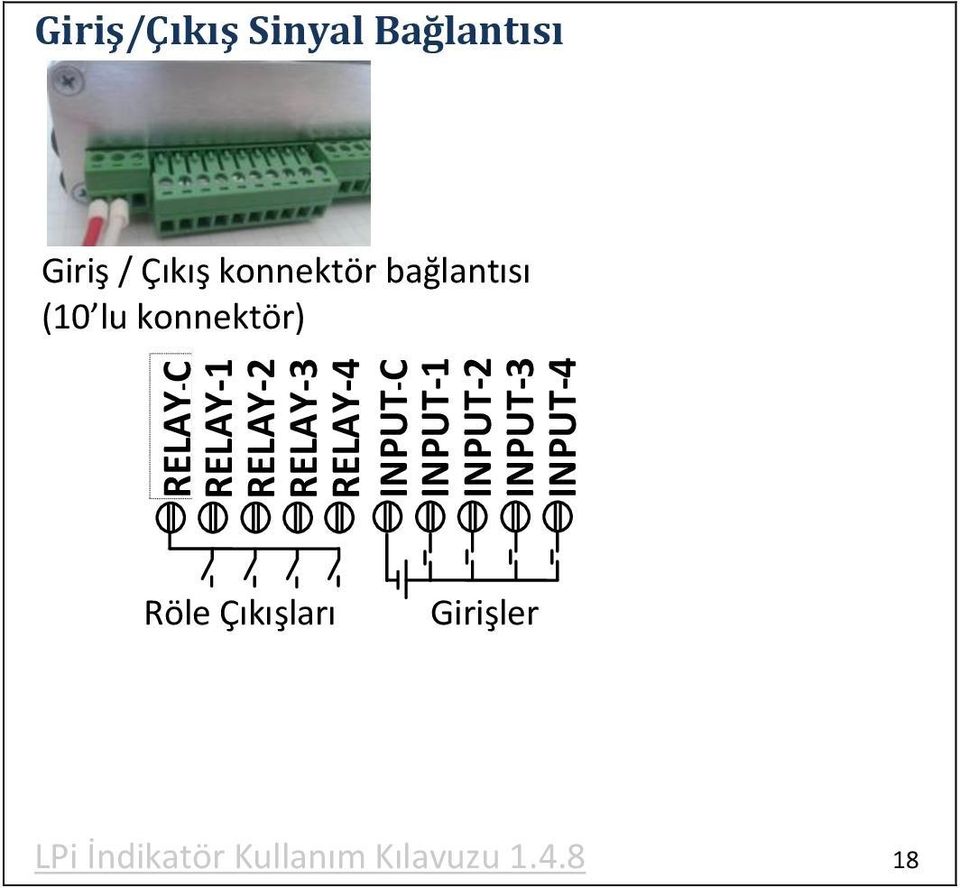 Giriş / Çıkış konnektör bağlantısı (10 lu konnektör)