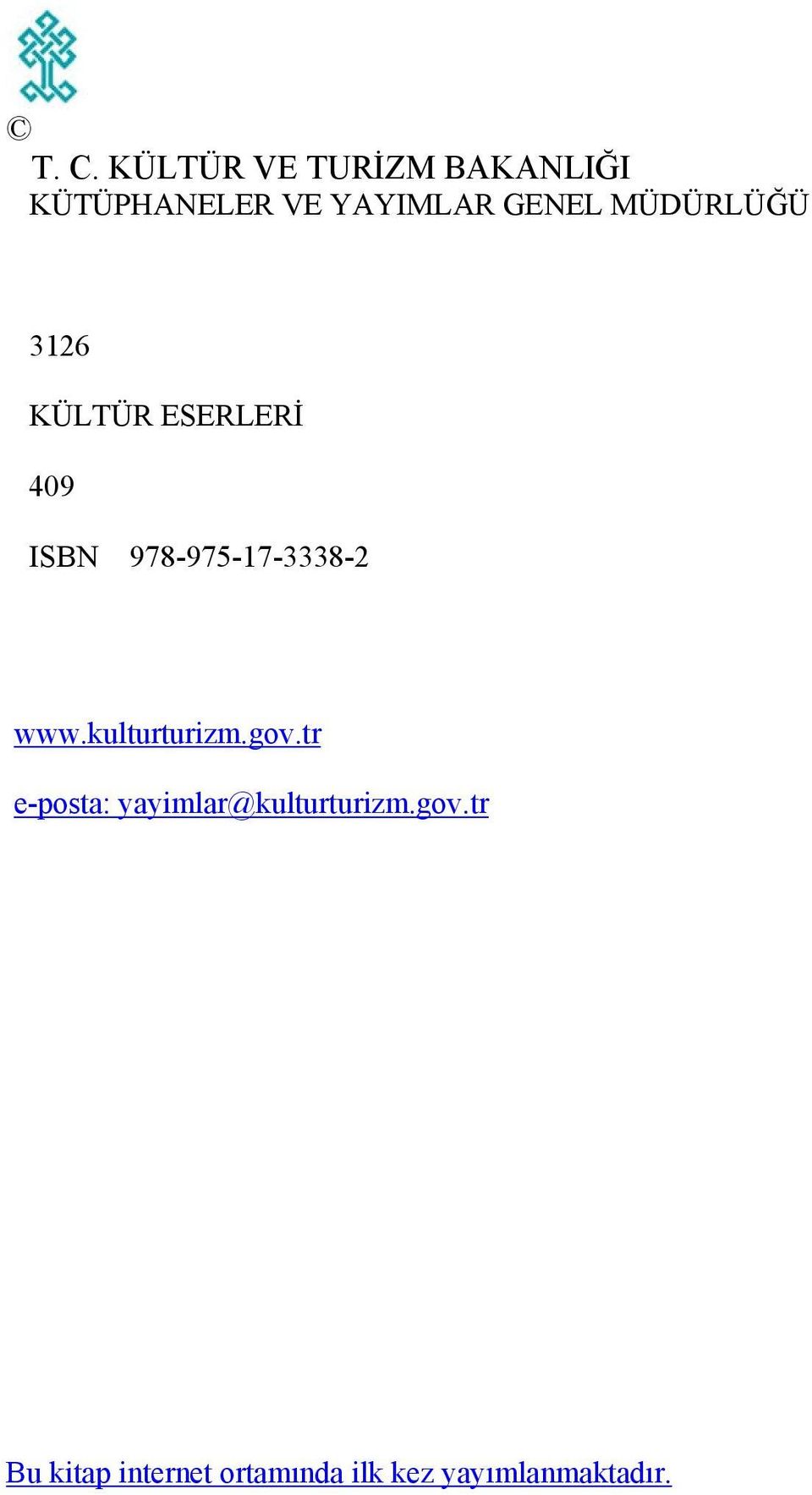 978-975-17-3338-2 www.kulturturizm.gov.