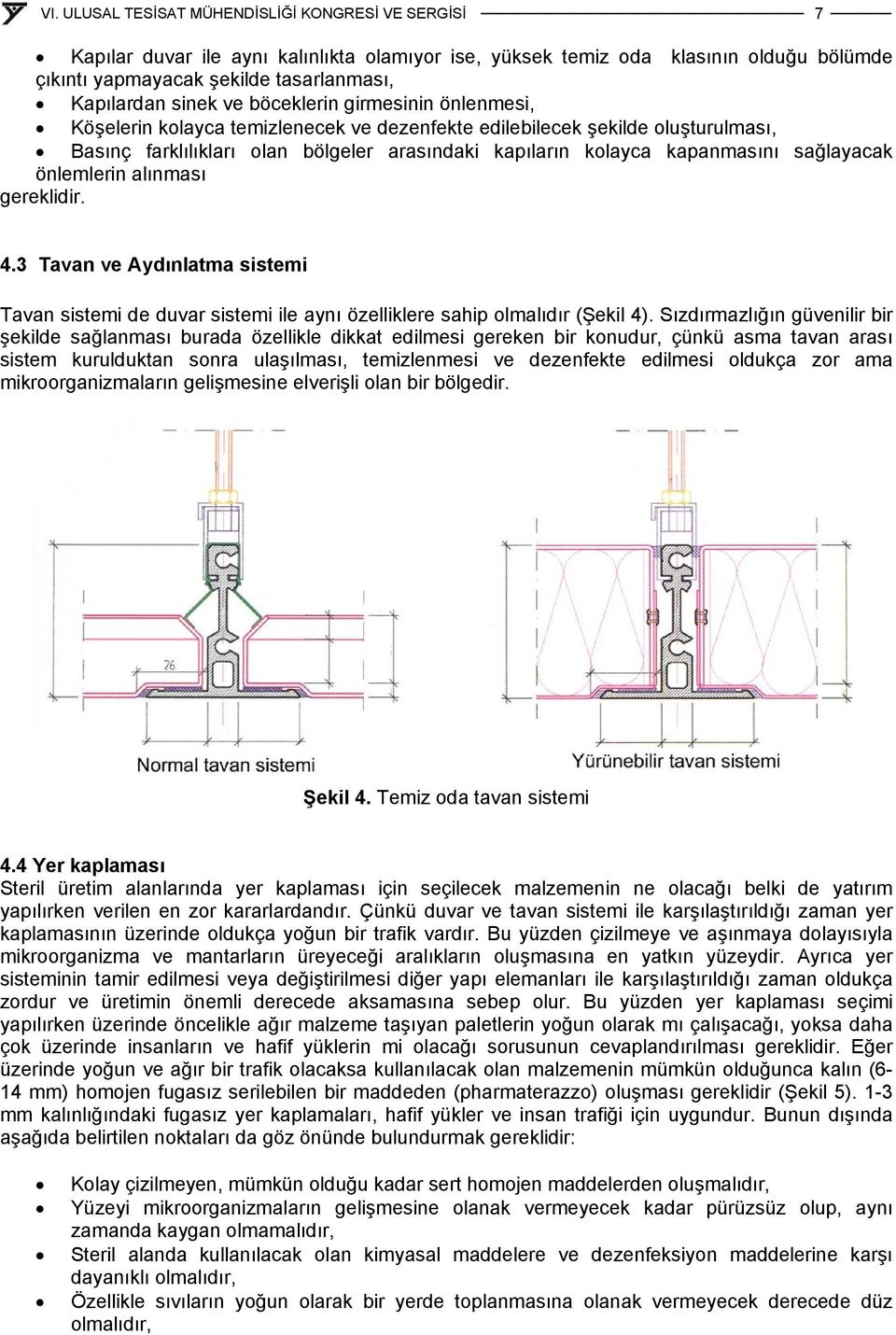 3 Tavan ve Aydınlatma sistemi Tavan sistemi de duvar sistemi ile aynı özelliklere sahip olmalıdır (Şekil 4).