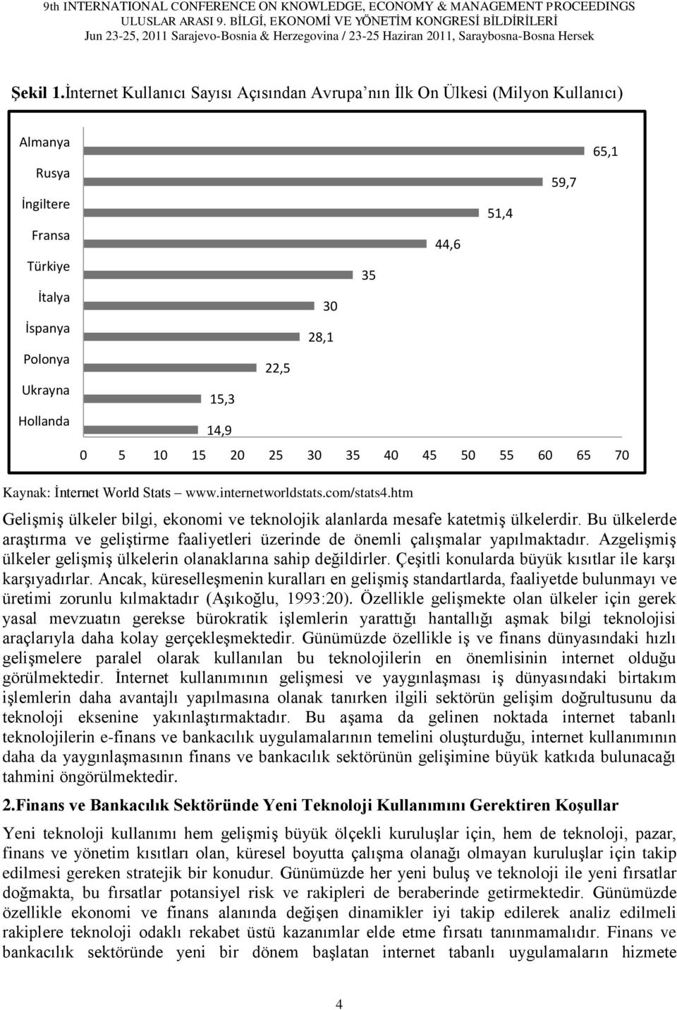 14,9 0 5 10 15 20 25 30 35 40 45 50 55 60 65 70 Kaynak: İnternet World Stats www.internetworldstats.com/stats4.htm Gelişmiş ülkeler bilgi, ekonomi ve teknolojik alanlarda mesafe katetmiş ülkelerdir.